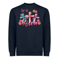 Navy He Is Risen Cross Heavyweight Sweatshirt - RanaPortraitStore