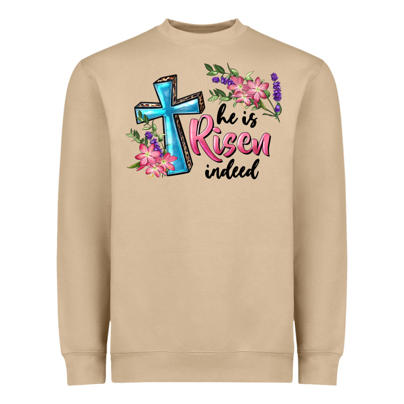 He Is Risen Indeed Cross And Flowers Heavyweight Sweatshirt by RanaPortraitStore | Teevron