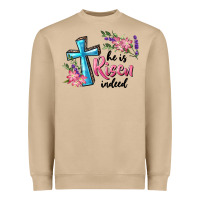 Mushroom He Is Risen Indeed Cross And Flowers Heavyweight Sweatshirt - RanaPortraitStore