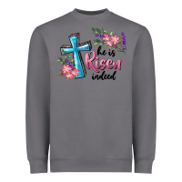 Storm He Is Risen Indeed Cross And Flowers Heavyweight Sweatshirt - RanaPortraitStore