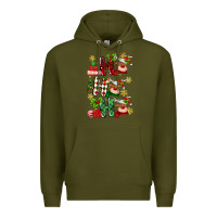 Army Green ho ho ho reindeer Premium Hoodie - MaliasSmallBusiness