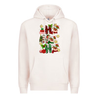Pale Pink ho ho ho reindeer Premium Hoodie - MaliasSmallBusiness