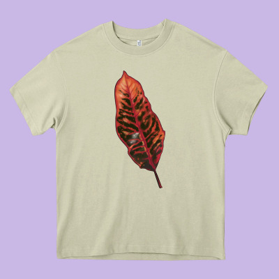 Croton Leaf Heavy Core Tee Designed By Lillyallendesigns