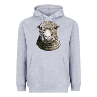 Heather Grey dorset sheep head Heavyweight Hoodie - LillyAllenDesigns