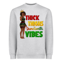 Heather Grey thick thighs juneteenth vibes with afro black woma Heavyweight Sweatshirt - texasbilliewilder