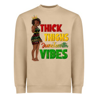 Thick Thighs Juneteenth Vibes With Afro Black Woma Heavyweight Sweatshirt | Teevron