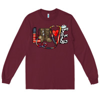Burgundy america nurse Long Sleeve Tee - CowhideDigitalArt