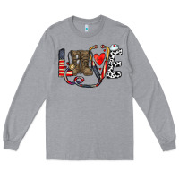 Heather Grey america nurse Long Sleeve Tee - CowhideDigitalArt