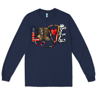 Navy america nurse Long Sleeve Tee - CowhideDigitalArt