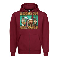 Burgundy skeleton coffee cups Zipper Hoodie - Jasminsmagicworld