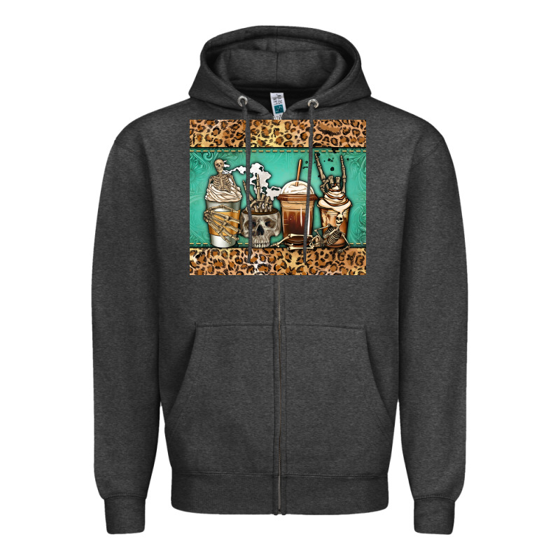 Skeleton Coffee Cups Zipper Hoodie by Jasminsmagicworld | Teevron