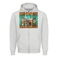 Dove Grey skeleton coffee cups Zipper Hoodie - Jasminsmagicworld