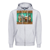 Heather Grey skeleton coffee cups Zipper Hoodie - Jasminsmagicworld