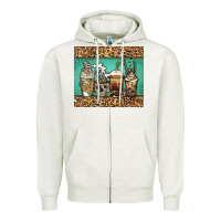 Oatmeal Heather skeleton coffee cups Zipper Hoodie - Jasminsmagicworld