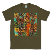 Army Green western boots and sunflowers seamless pattern Classic Tee - HRA Design Shop
