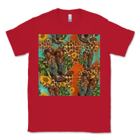 Red western boots and sunflowers seamless pattern Classic Tee - HRA Design Shop