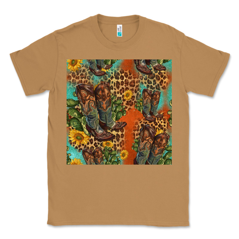 Western Boots And Sunflowers Seamless Pattern Classic Tee by HRA Design Shop | Teevron