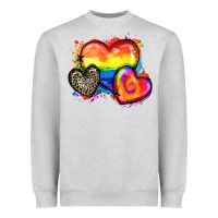 Heather Grey pride hearts Heavyweight Sweatshirt - Zillion Design Studio
