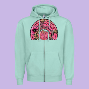 Pumpkin Ribbon Rainbow Zipper Hoodie Designed By Jahusdesignshop