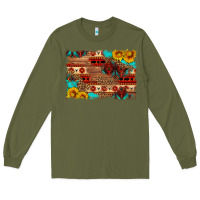 Army Green aztec and leopard background Long Sleeve Tee - HRA Design Shop