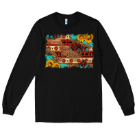 Black aztec and leopard background Long Sleeve Tee - HRA Design Shop