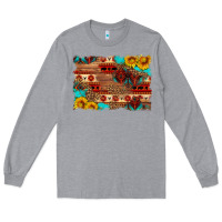 Heather Grey aztec and leopard background Long Sleeve Tee - HRA Design Shop