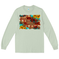 Matcha aztec and leopard background Long Sleeve Tee - HRA Design Shop