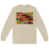 Mushroom aztec and leopard background Long Sleeve Tee - HRA Design Shop
