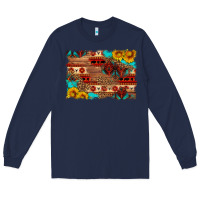 Navy aztec and leopard background Long Sleeve Tee - HRA Design Shop