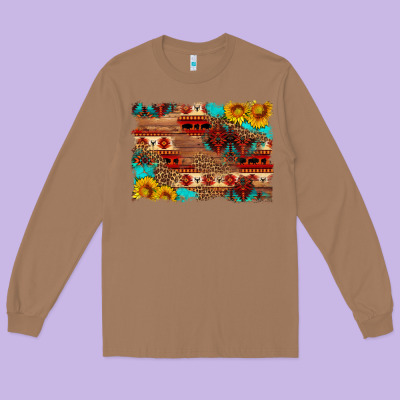 Aztec And Leopard Background Long Sleeve Tee Designed By Hra Design Shop