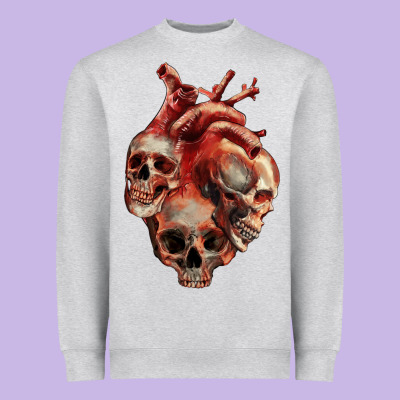 Heavyweight Sweatshirt Heart Skulls