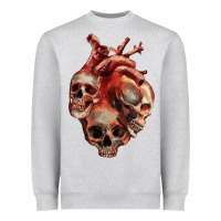 Heather Grey Heart Skulls Heavyweight Sweatshirt - RanaPortraitStore