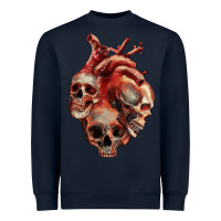 Navy Heart Skulls Heavyweight Sweatshirt - RanaPortraitStore
