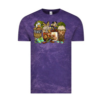 Cloud Purple safari cartoon characters coffee cups Vintage Tee - Zillion Design Studio