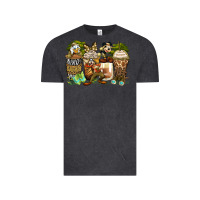 Vintage Black safari cartoon characters coffee cups Vintage Tee - Zillion Design Studio