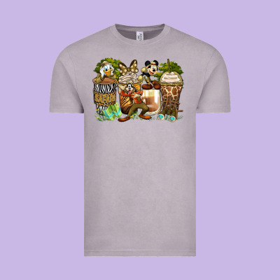 Safari Cartoon Characters Coffee Cups Vintage Tee Designed By Zillion Design Studio