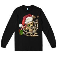 Black festive af christmas skull Long Sleeve Tee - FaDigitalArtStudio