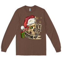 Chestnut festive af christmas skull Long Sleeve Tee - FaDigitalArtStudio