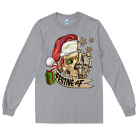 Heather Grey festive af christmas skull Long Sleeve Tee - FaDigitalArtStudio