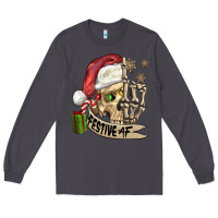 Smoke festive af christmas skull Long Sleeve Tee - FaDigitalArtStudio
