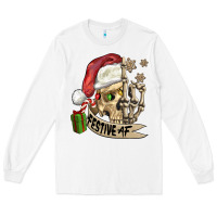 White festive af christmas skull Long Sleeve Tee - FaDigitalArtStudio