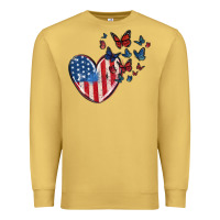 Antique Gold 4th of july american flag heart butterfly Premium Sweatshirt - MaliasSmallBusiness