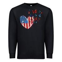 Black 4th of july american flag heart butterfly Premium Sweatshirt - MaliasSmallBusiness