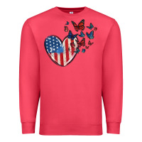Cardinal 4th of july american flag heart butterfly Premium Sweatshirt - MaliasSmallBusiness