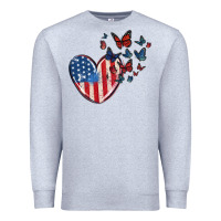 Heather Grey 4th of july american flag heart butterfly Premium Sweatshirt - MaliasSmallBusiness