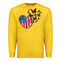 Lemon 4th of july american flag heart butterfly Premium Sweatshirt - MaliasSmallBusiness