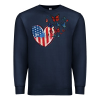Navy 4th of july american flag heart butterfly Premium Sweatshirt - MaliasSmallBusiness