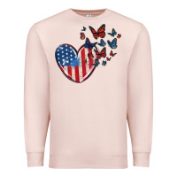 Pale Pink 4th of july american flag heart butterfly Premium Sweatshirt - MaliasSmallBusiness