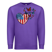 Purple 4th of july american flag heart butterfly Premium Sweatshirt - MaliasSmallBusiness