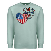 Seafoam 4th of july american flag heart butterfly Premium Sweatshirt - MaliasSmallBusiness